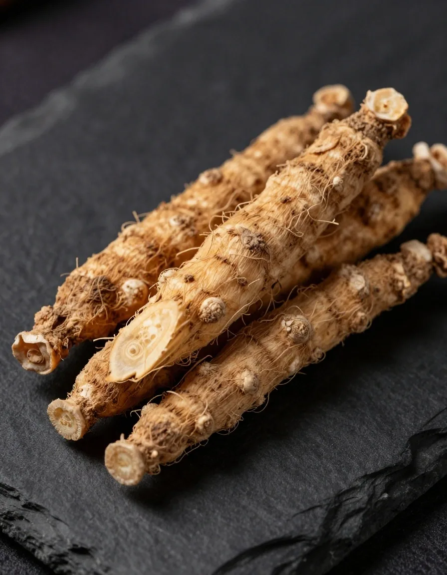 Maca root on dark surface